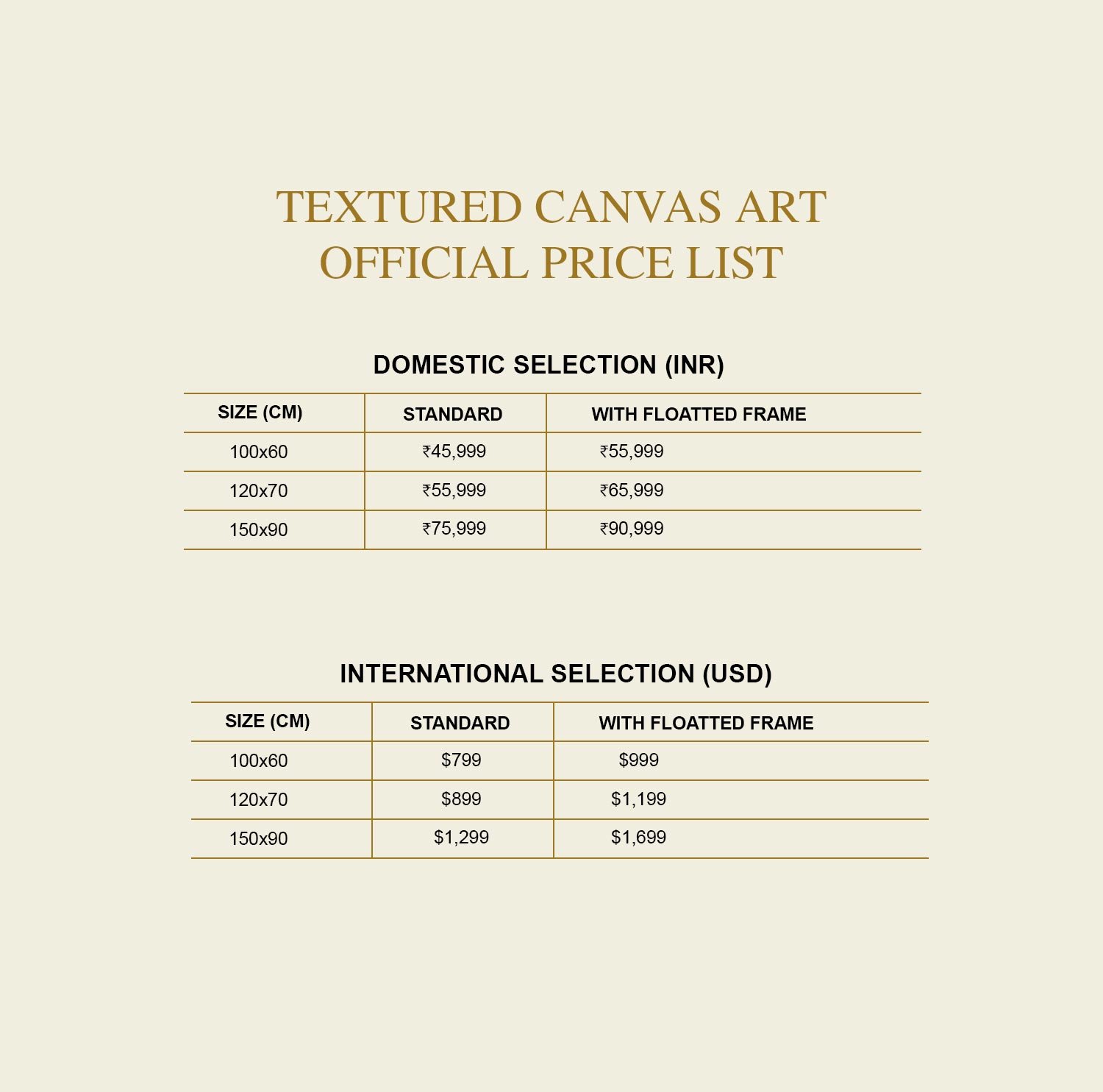 Canvas Art Price List - Artified by Subin